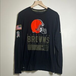 Cleveland Browns Nike Black Long Sleeve T-Shirt Size Medium Salute To Service